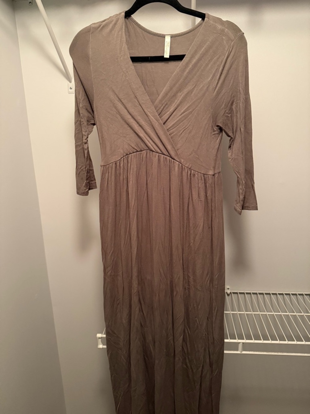 Mother Bee Maternity Olive Wrap-Front Maxi Dress
